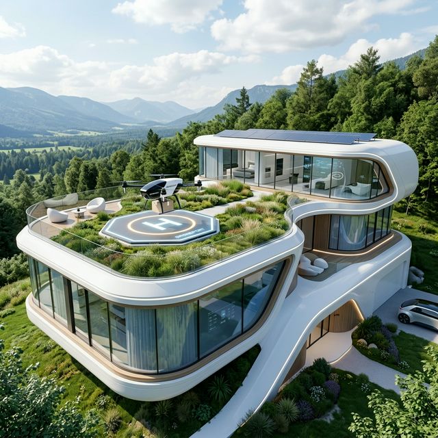 Concept de maison modulaire futuriste